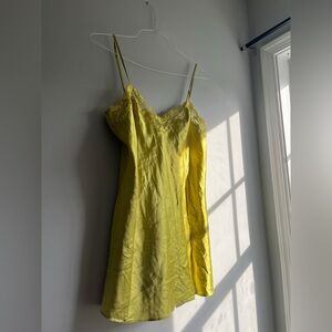 Victoria's Secret Yellow Chemise Satin Spaghetti Straps